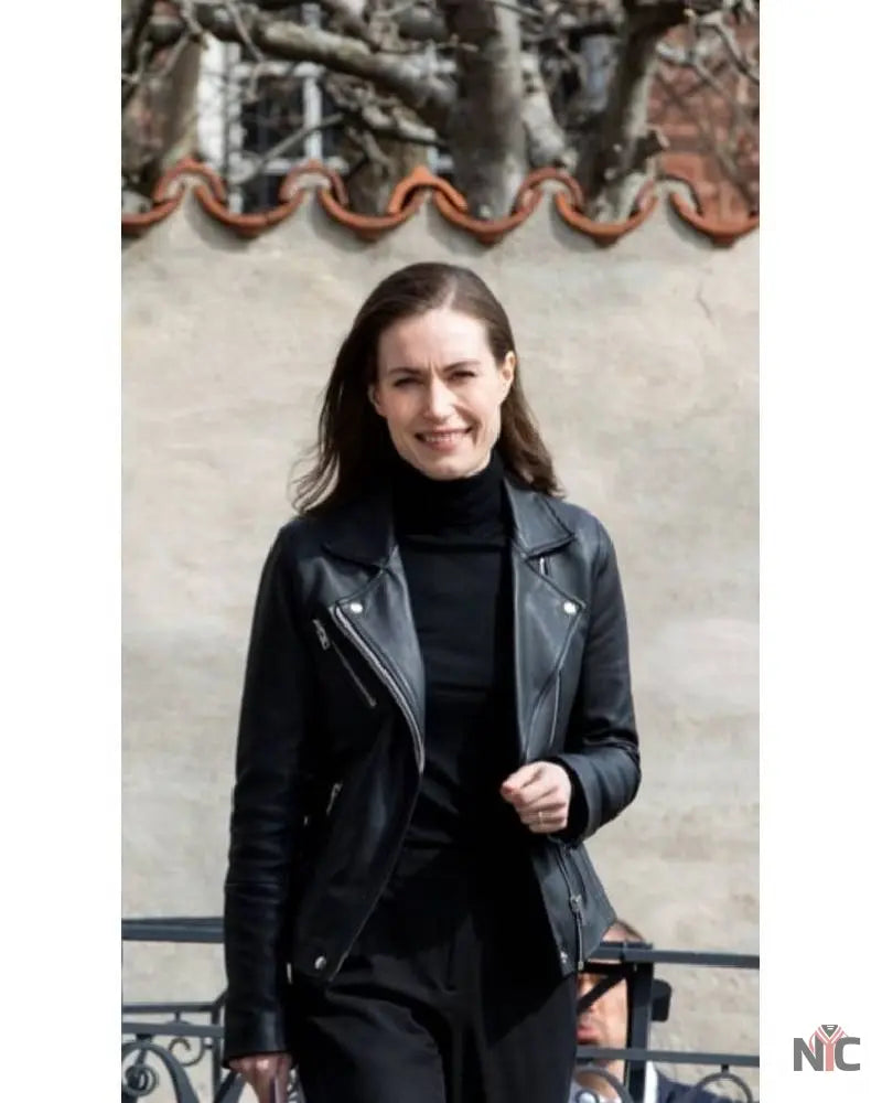 Kaja Kallas Black Biker Jacket