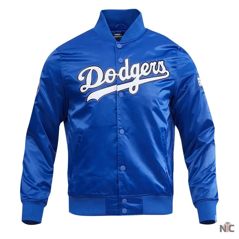 LA Dodgers Inspired Big Logo Blue Satin Jacket