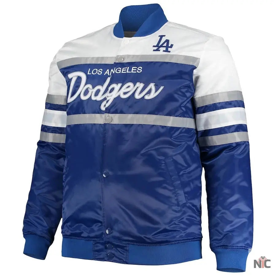 LA Dodgers Inspired Coaches Royal Blue And Gray Varsity Jacket