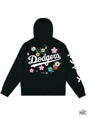 LA Dodgers Inspired Floral Black Hoodie