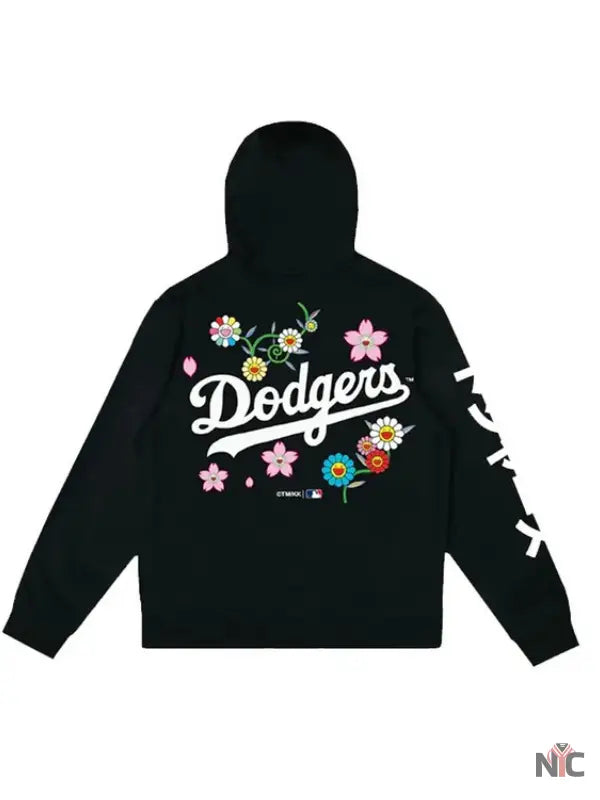 LA Dodgers Inspired Floral Black Hoodie