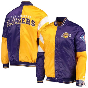 LA Lakers Inspired 75th Anniversary Leader Color Block Satin Jacket