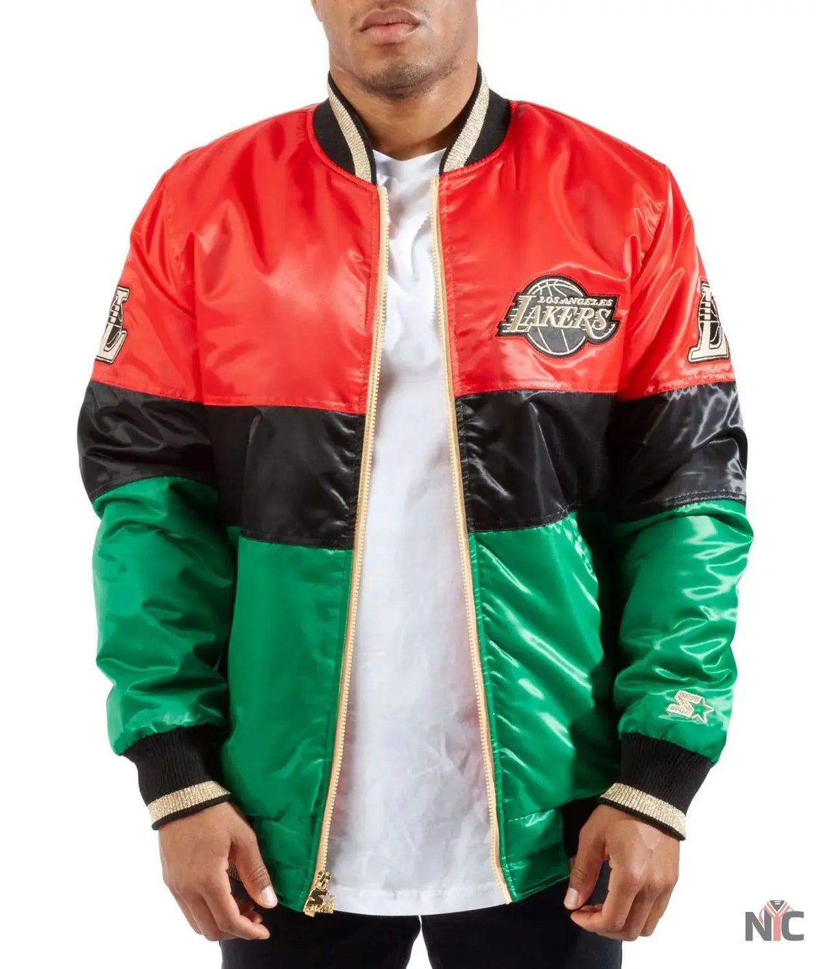 LA Lakers Inspired 75th Anniversary Satin Color Block Jacket