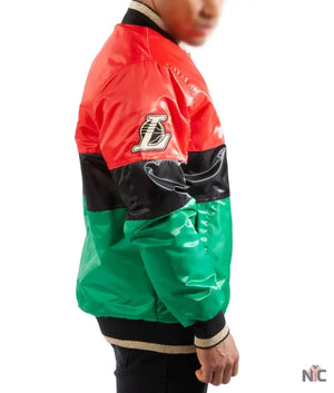 LA Lakers Inspired 75th Anniversary Satin Color Block Jacket