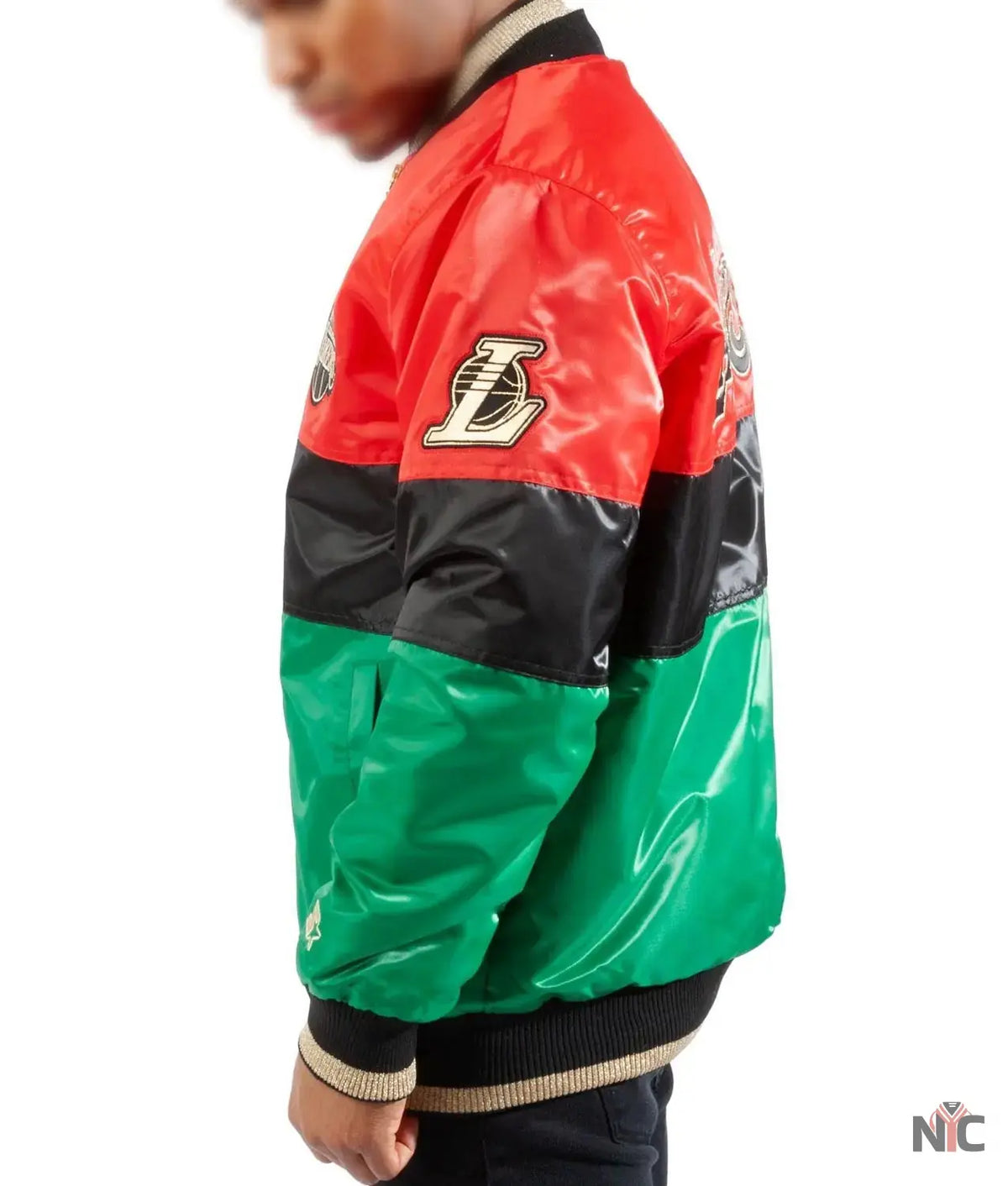 LA Lakers Inspired 75th Anniversary Satin Color Block Jacket