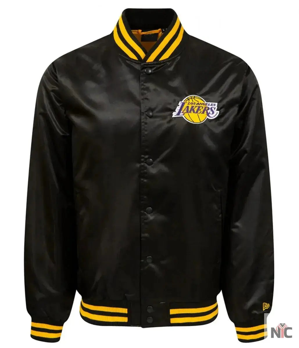 LA Lakers Inspired Black Bomber Wordmark Jacket