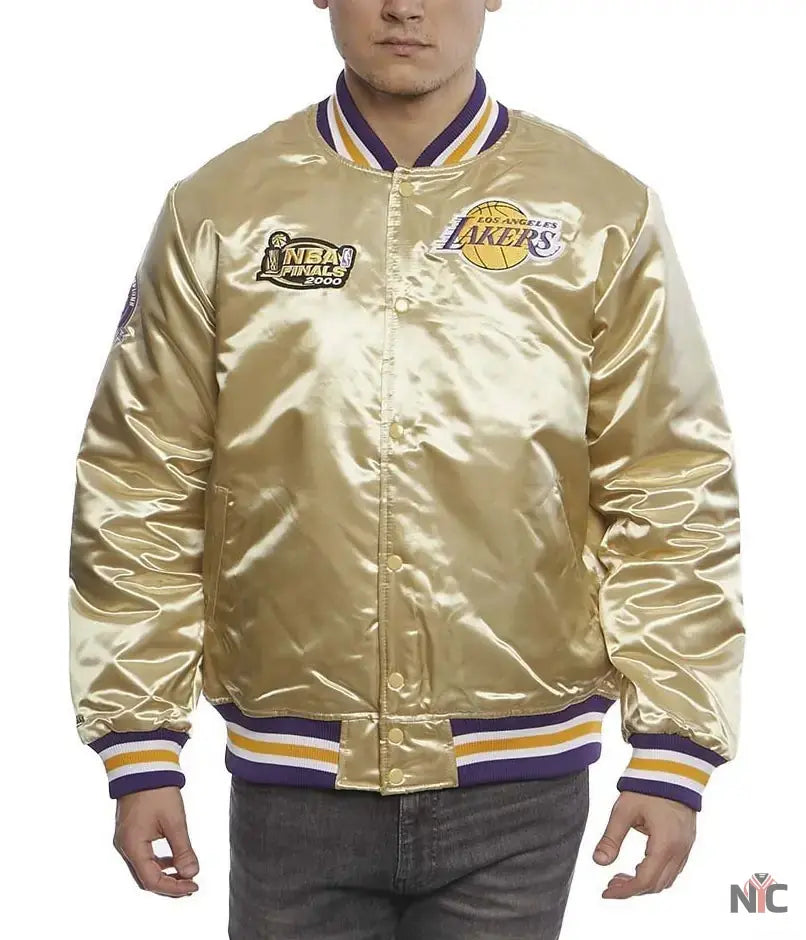 LA Lakers Inspired Championship Game Gold Satin Jacket
