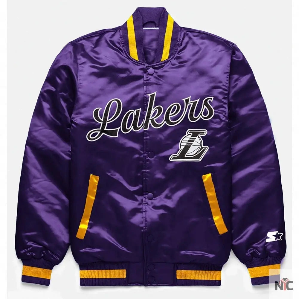 LA Lakers Inspired Exclusive Purple Satin Jacket