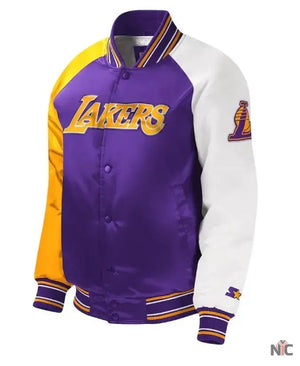 Lakers Starter Inspired Raglan Varsity Jacket