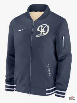 Los Angeles Dodgers Inspired Navy City Connect Bomber Jacket