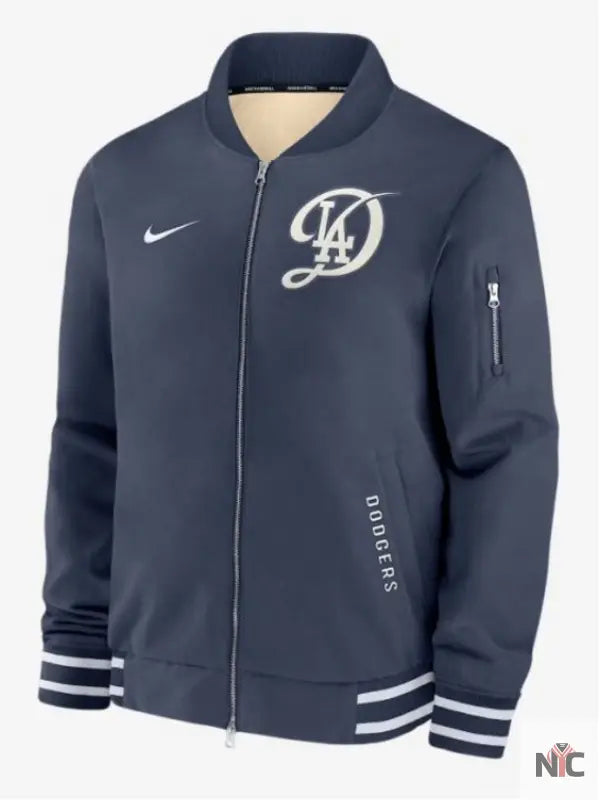 Los Angeles Dodgers Inspired Navy City Connect Bomber Jacket