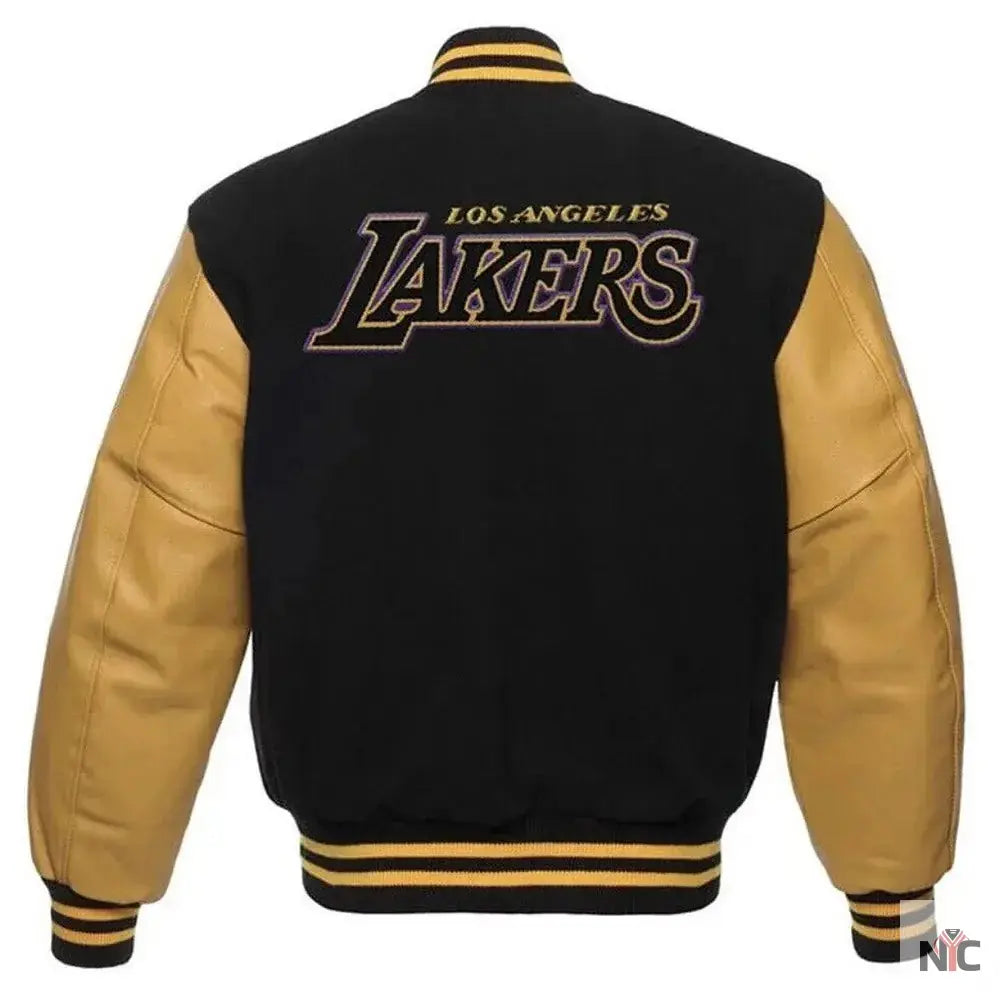 Los Angeles Lakers Inspired Black And Gold Varsity Jacket