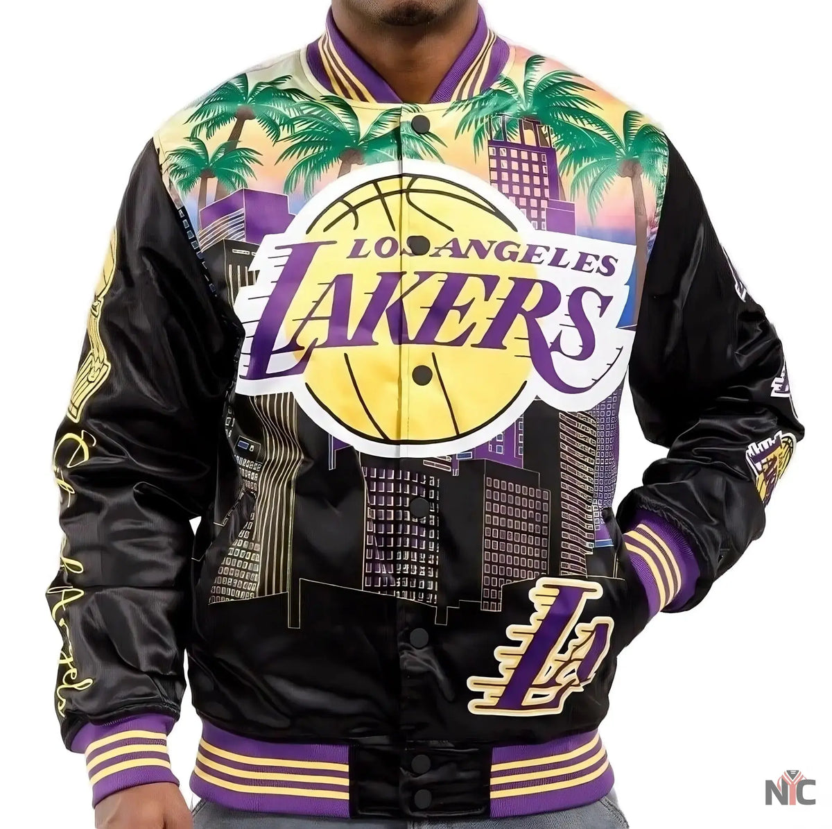 Los Angeles Lakers Inspired Black Championship Satin Jacket