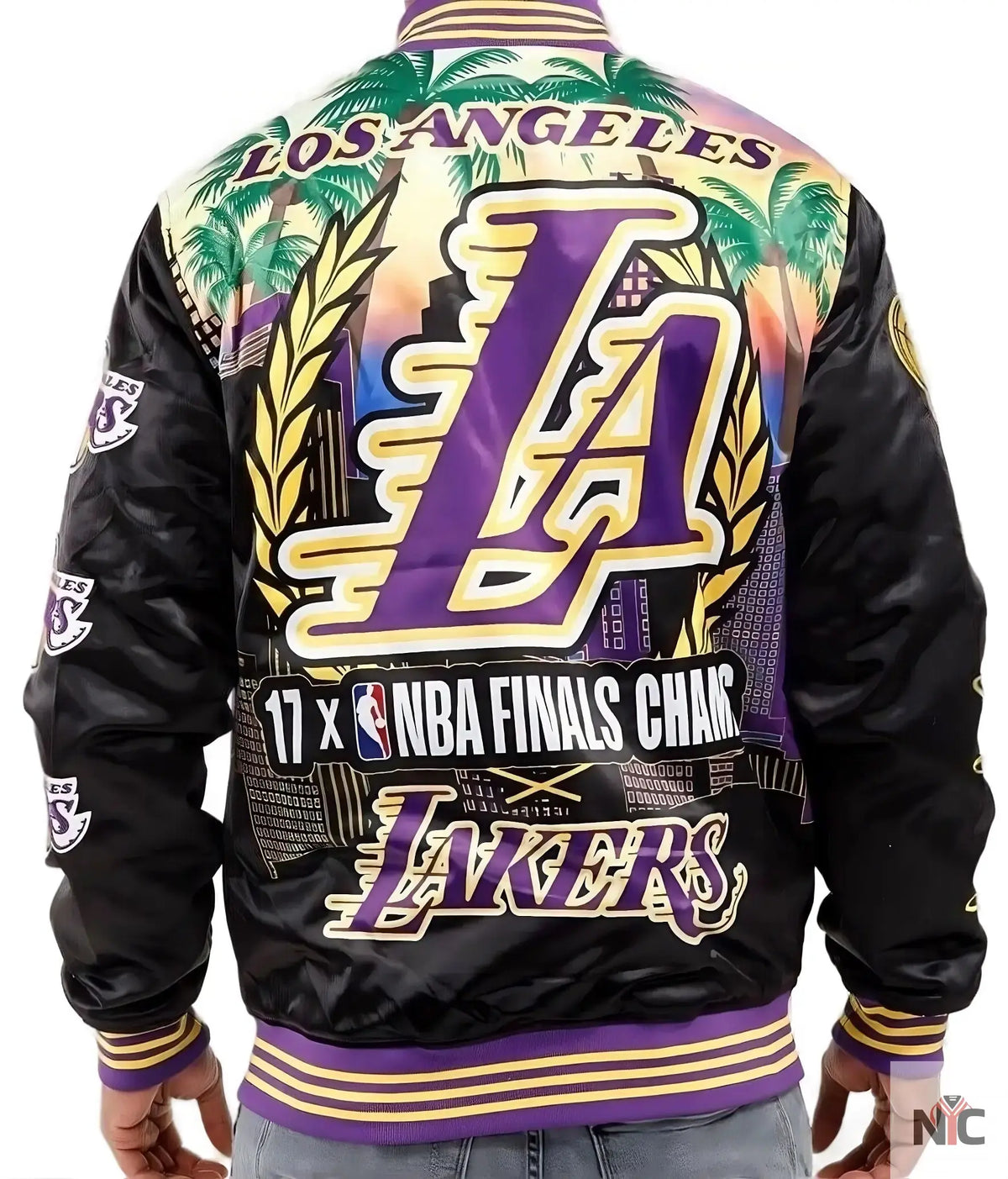 Los Angeles Lakers Inspired Black Championship Satin Jacket
