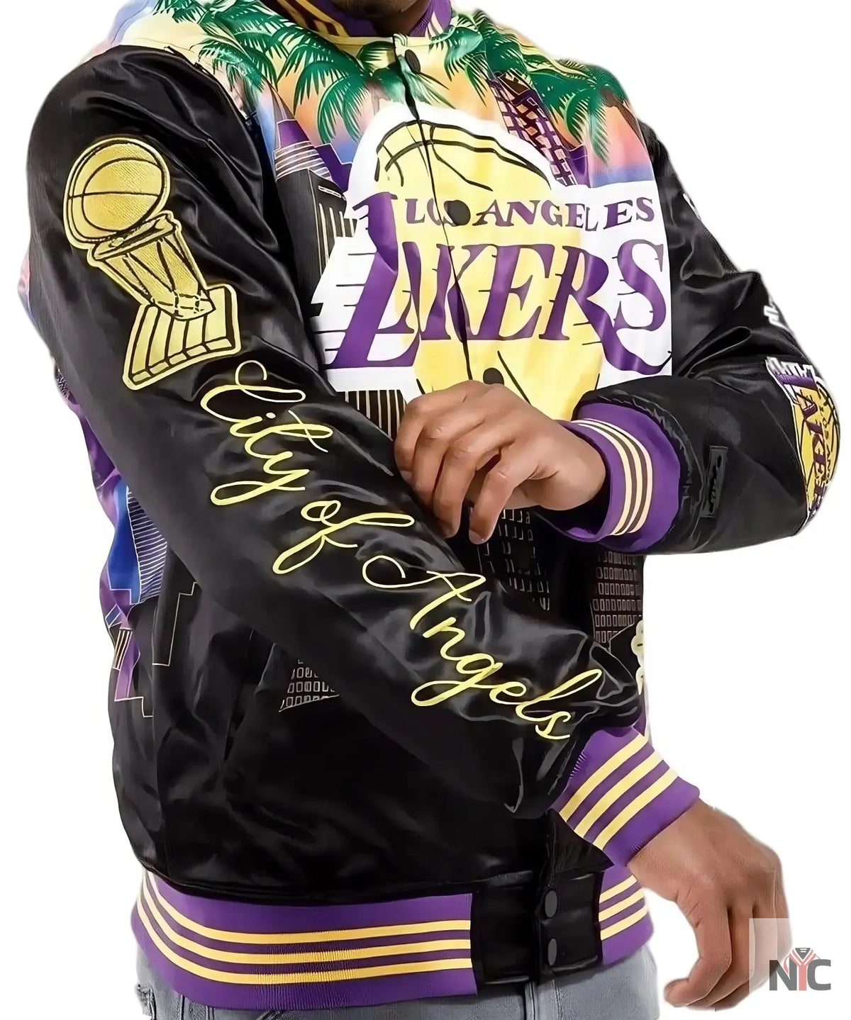 Los Angeles Lakers Inspired Black Championship Satin Jacket