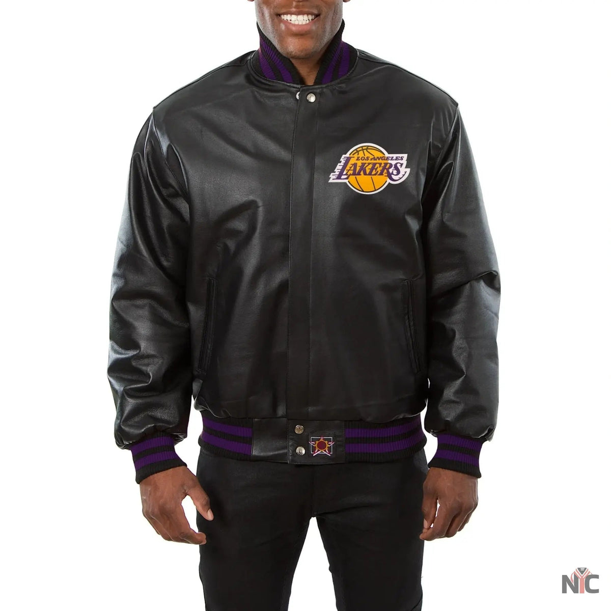 Los Angeles Lakers Inspired Black Leather Varsity Jacket