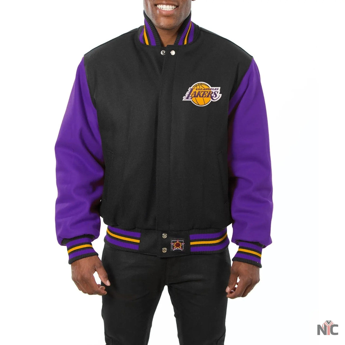 Los Angeles Lakers Inspired Black & Purple Wool Varsity Jacket
