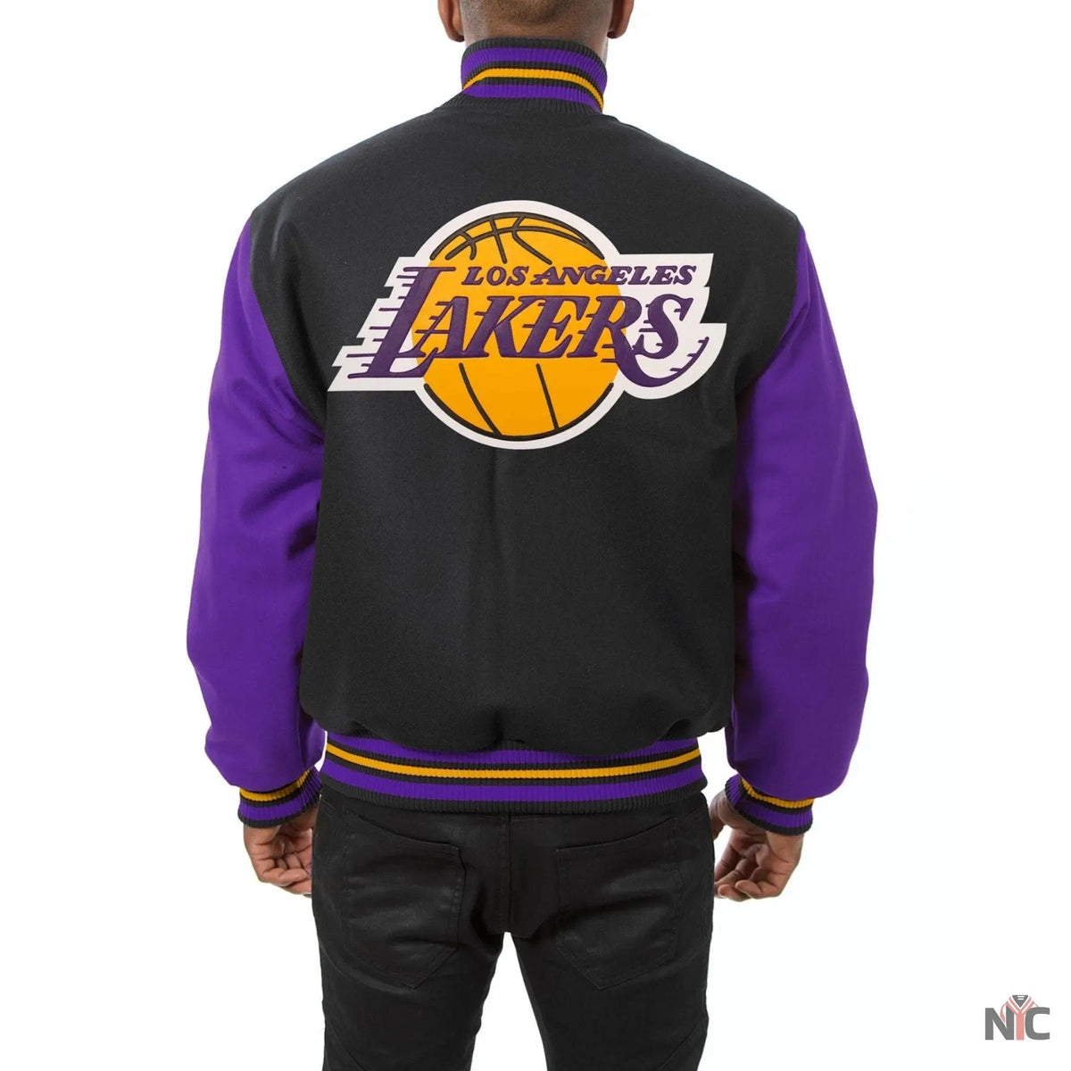 Los Angeles Lakers Inspired Black & Purple Wool Varsity Jacket