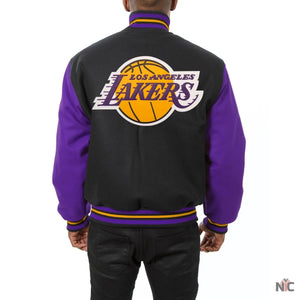 Los Angeles Lakers Inspired Black & Purple Wool Varsity Jacket