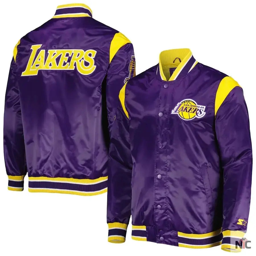 Los Angeles Lakers Inspired Force Play Purple Satin Jacket