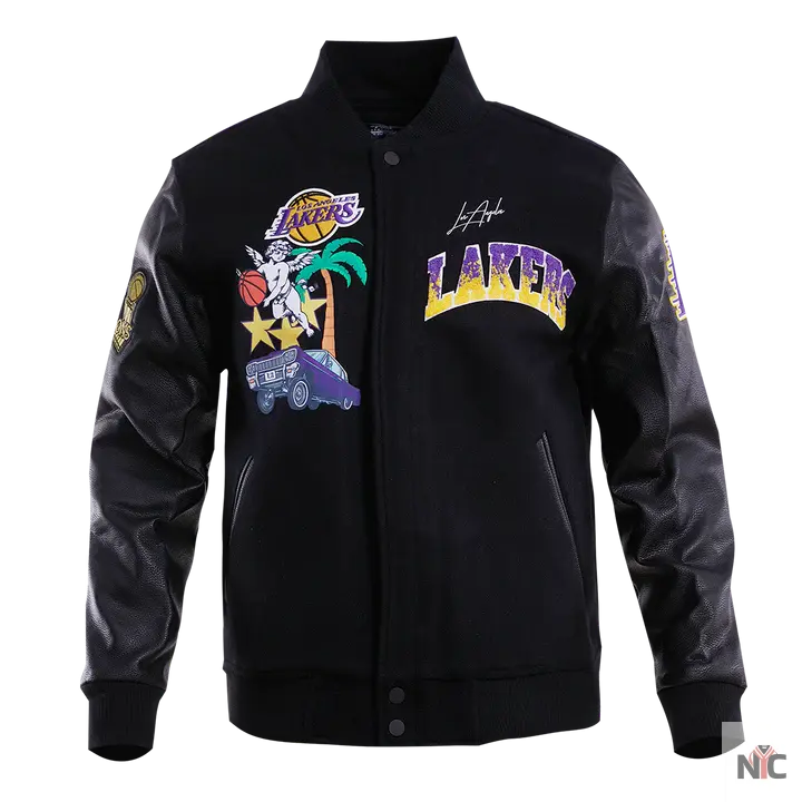 Los Angeles Lakers Inspired Gradient Logo Wool Varsity Jacket