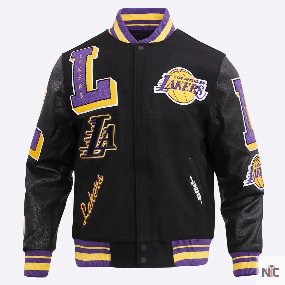 Los Angeles Lakers Inspired Mashup Varsity Jacket