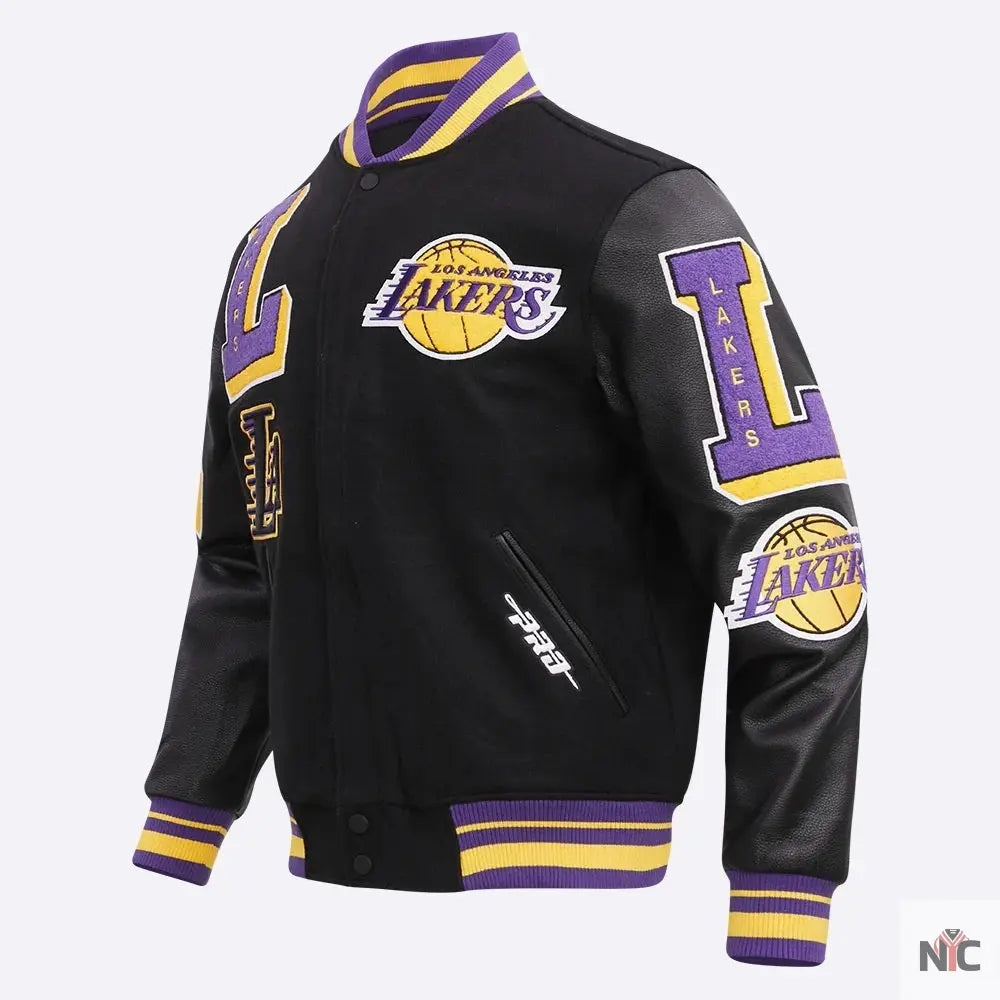 Los Angeles Lakers Inspired Mashup Varsity Jacket
