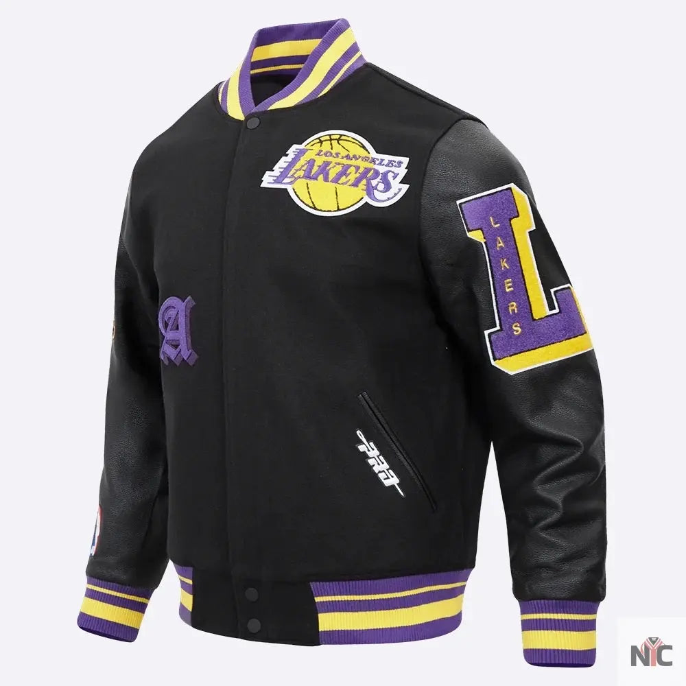 Los Angeles Lakers Inspired Old English Varsity Jacket