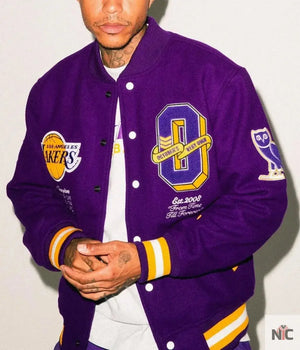 Los Angeles Lakers Inspired OVO Purple Wool Varsity Jacket