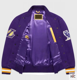 Los Angeles Lakers Inspired OVO Purple Wool Varsity Jacket