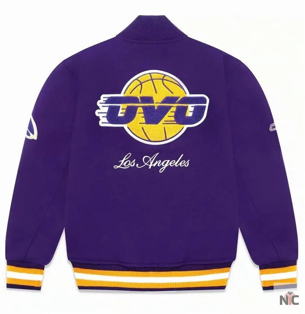 Los Angeles Lakers Inspired OVO Purple Wool Varsity Jacket