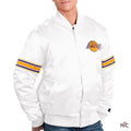 Los Angeles Lakers Inspired Power Forward White Satin Varsity Jacket
