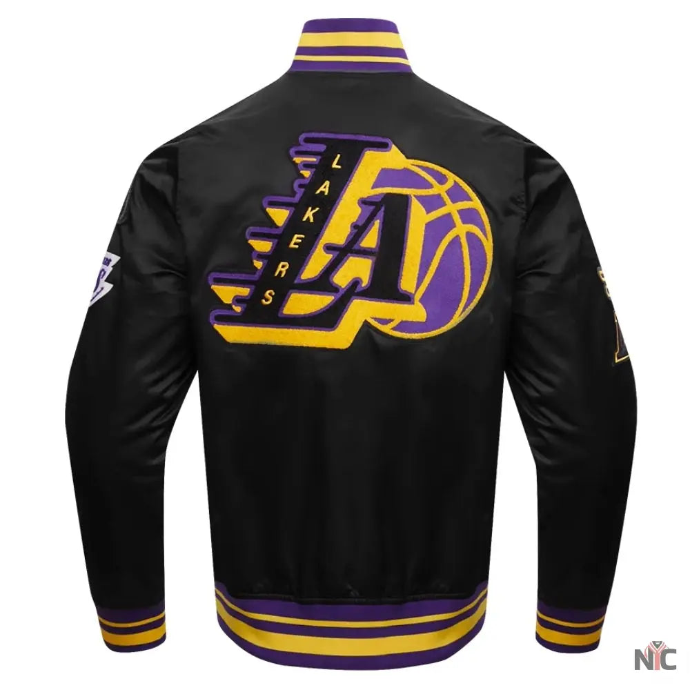 Los Angeles Lakers Inspired Pro Standard Mash Up Black Satin Jacket