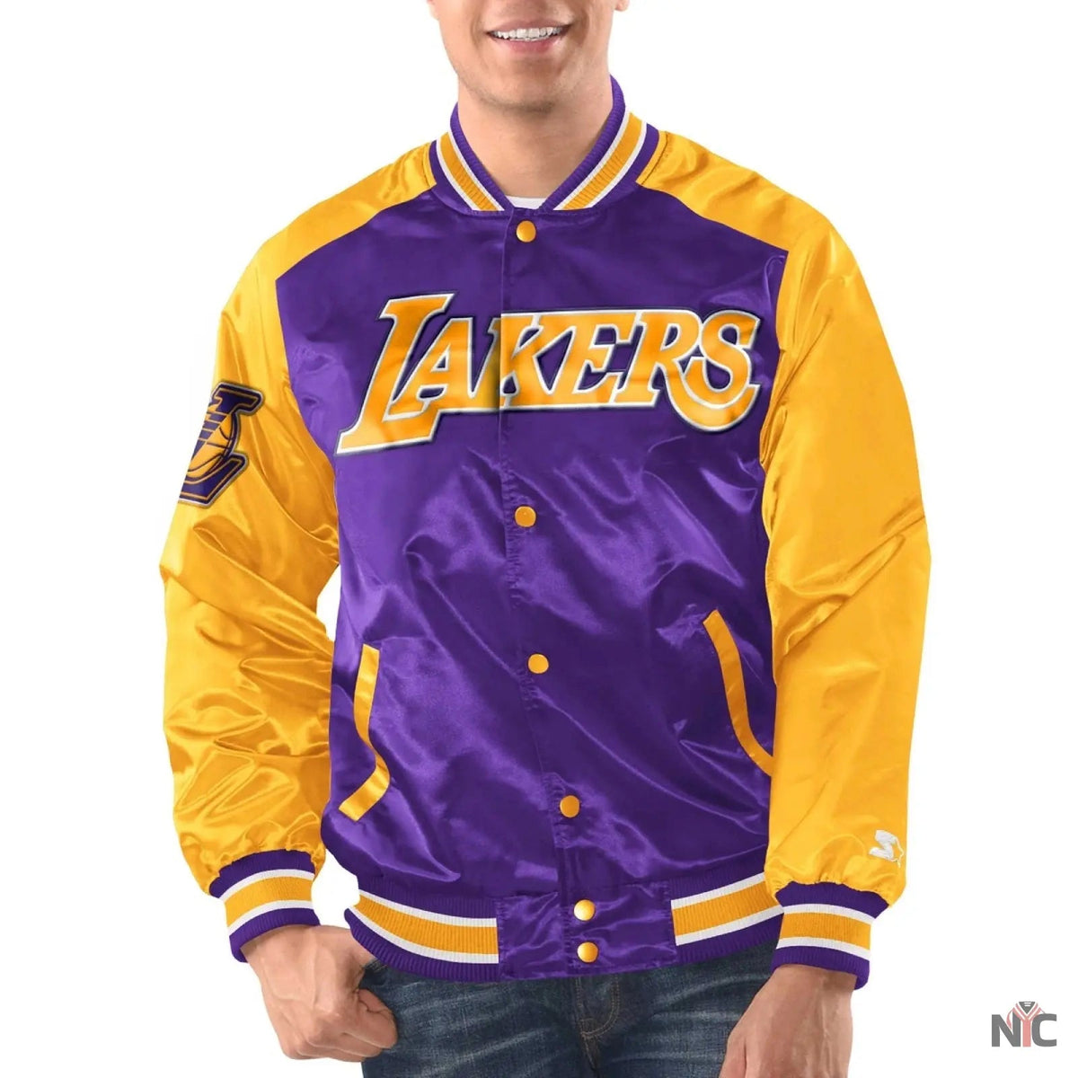 Los Angeles Lakers Inspired Renegade Purple & Yellow Satin Jacket