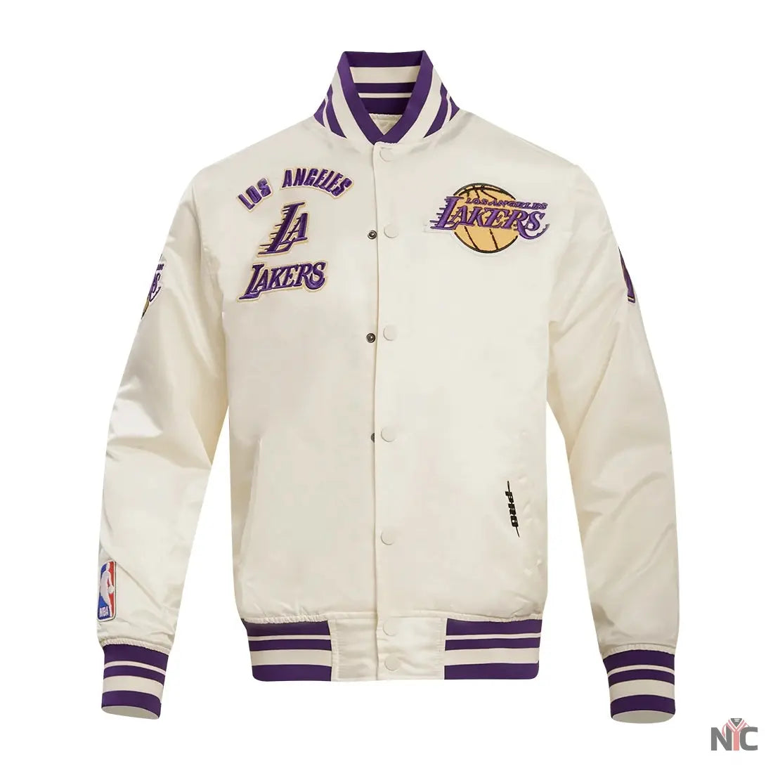 Los Angeles Lakers Inspired Retro Classic Rib Satin Varsity Jacket