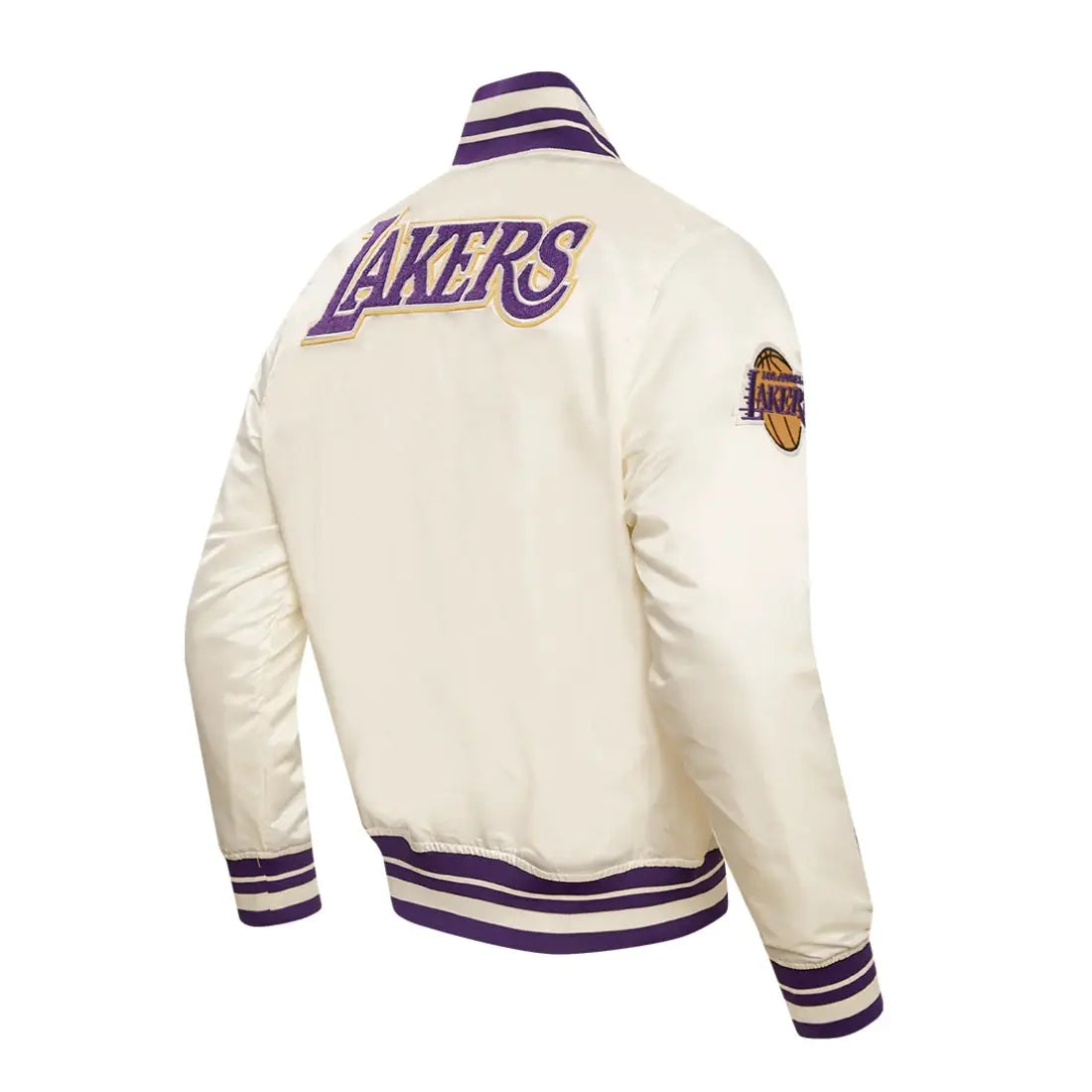 Los Angeles Lakers Inspired Retro Classic Rib Satin Varsity Jacket