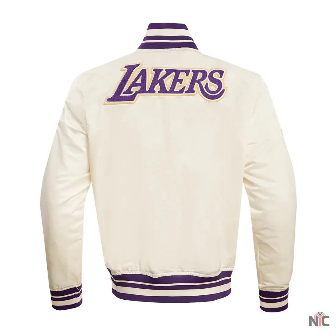 Los Angeles Lakers Inspired Retro Classic Rib Satin Varsity Jacket