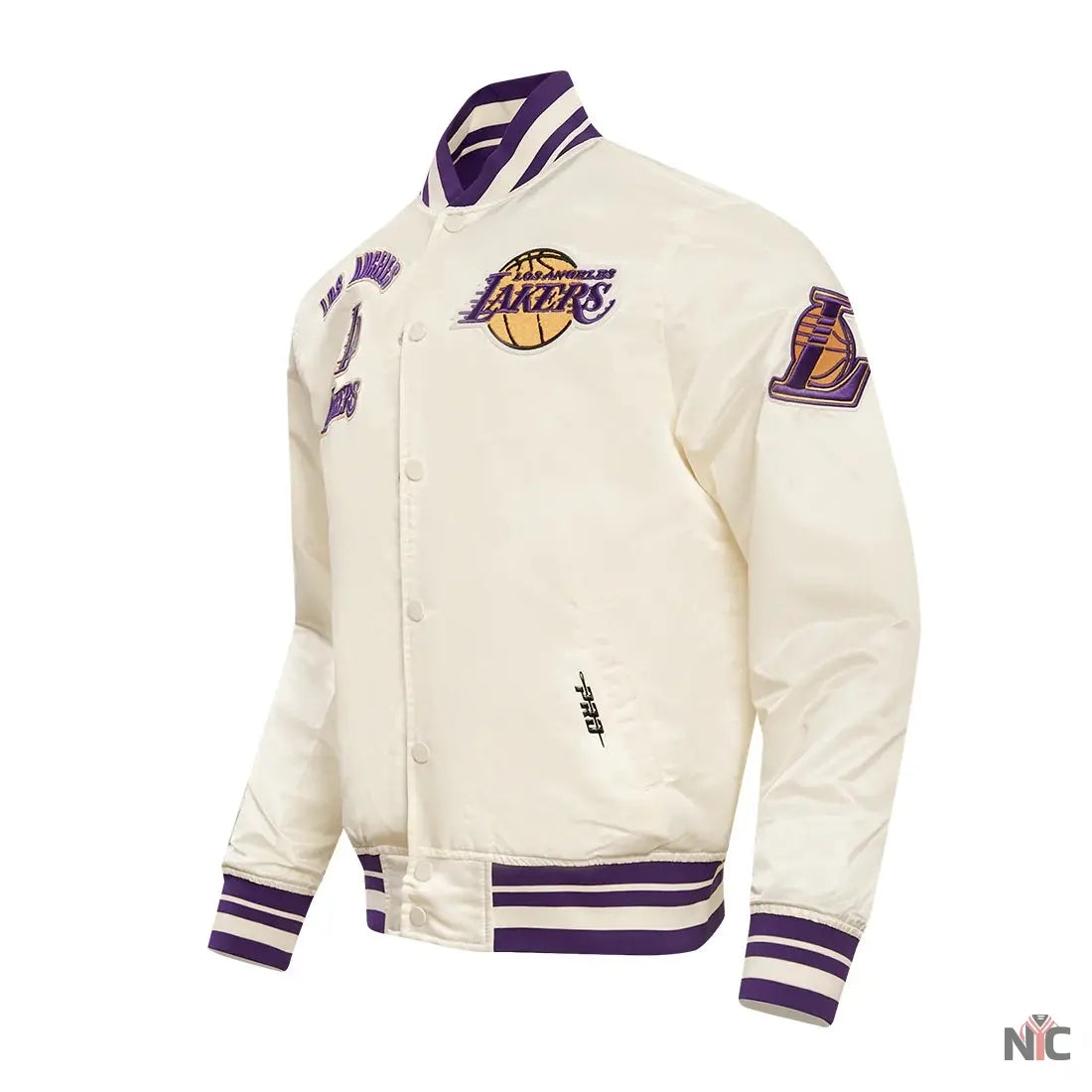 Los Angeles Lakers Inspired Retro Classic Rib Satin Varsity Jacket