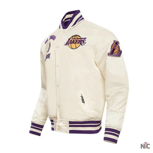 Los Angeles Lakers Inspired Retro Classic Rib Satin Varsity Jacket