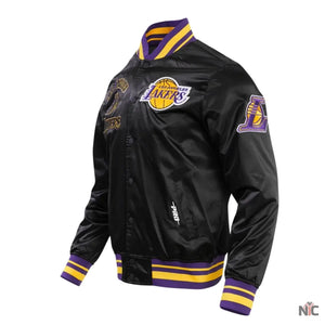 Los Angeles Lakers Inspired Retro Classic Rib Satin Varsity Jacket