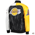 Los Angeles Lakers Inspired Tricolor Satin Varsity Jacket