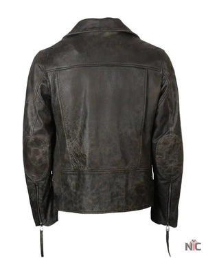 Men’s Elbow Patch Biker Leather Jacket
