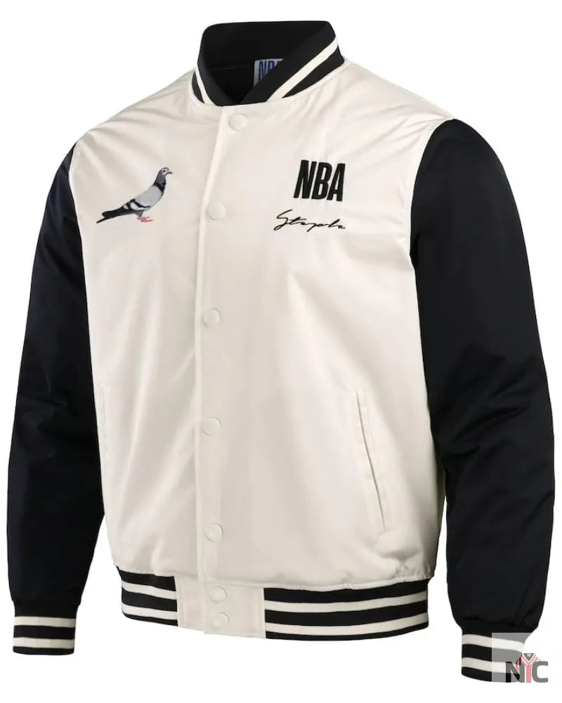 Men’s NBA x Staple Inspired White/Black All Teams Origins Full-Snap Jacket