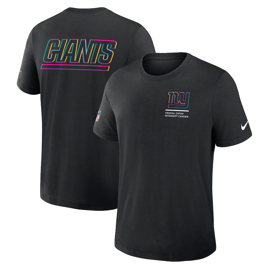 New York Giants Nike Black 2025 NFL Crucial Catch Tri-Blend Dri-FIT T-Shirt