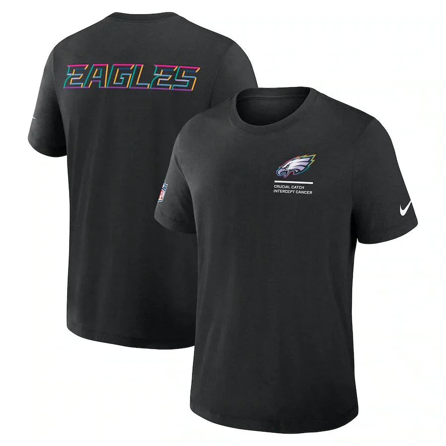 Philadelphia Eagles Nike Black 2025 NFL Crucial Catch Tri-Blend Dri-FIT T-Shirt