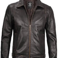 Mens Vintage Leather Rub Off Brown Casual Jacket