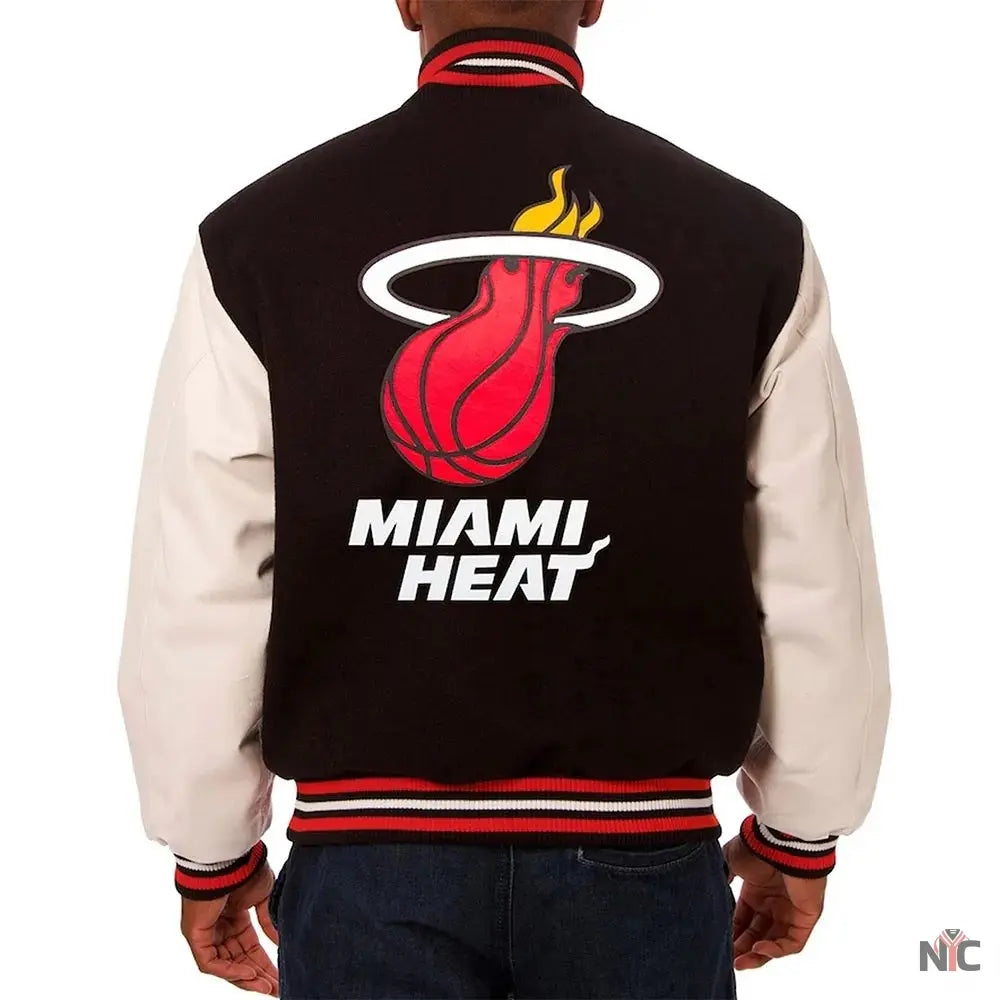 Miami Heat Inspired Black and White Varsity Jacket