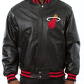 Miami Heat Inspired Black Leather Varsity Jacket