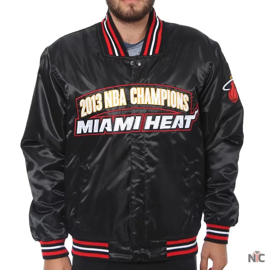 Miami Heat Black NBA Finals Champions Inspired Full-snap Jacket
