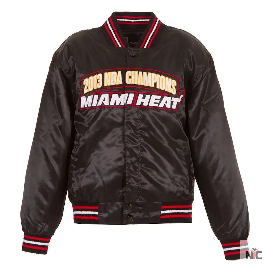 Miami Heat Black NBA Finals Champions Inspired Full-snap Jacket